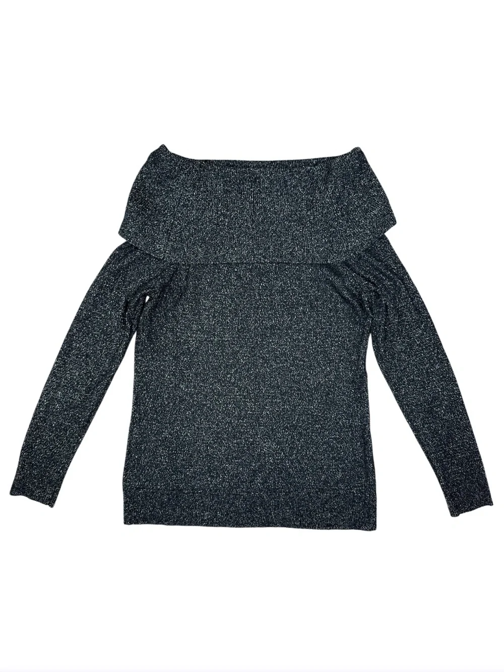 Michael Kors Black and Gold Metallic Off-The-Shoulder Knit Sweater Size Large